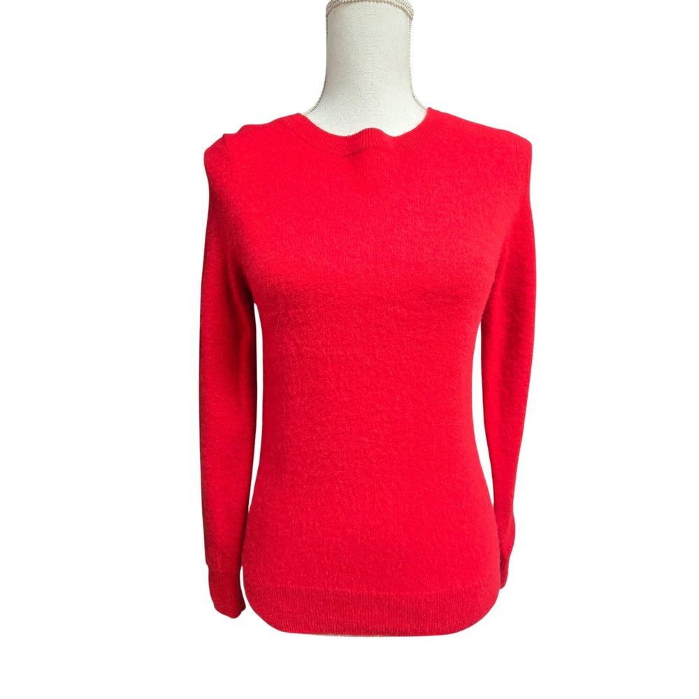 Nordstrom 100% Cashmere Crewneck Long Sleeve Knit Sweater Red Women's Sz L